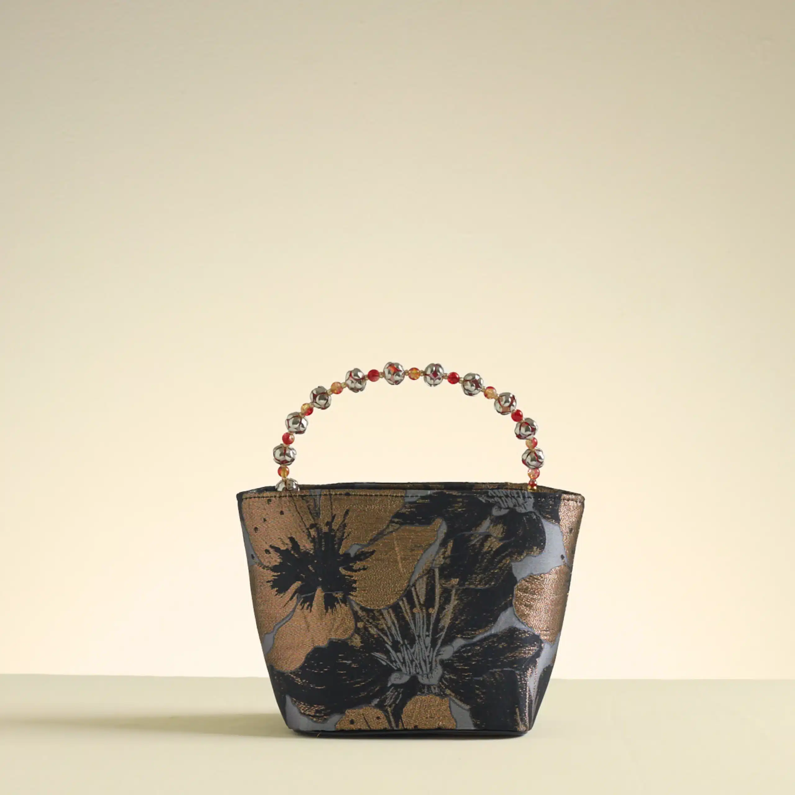 Crystal Embellished Dalia Gardenia Bucket bag