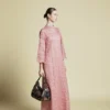 LACÉLLE - Semi-Sheer Chemical Lace Straight Kaftan Soft Pink | Signature Collection - Thumbnail Image 2