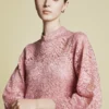LACÉLLE - Semi-Sheer Chemical Lace Straight Kaftan Soft Pink | Signature Collection - Thumbnail Image 5