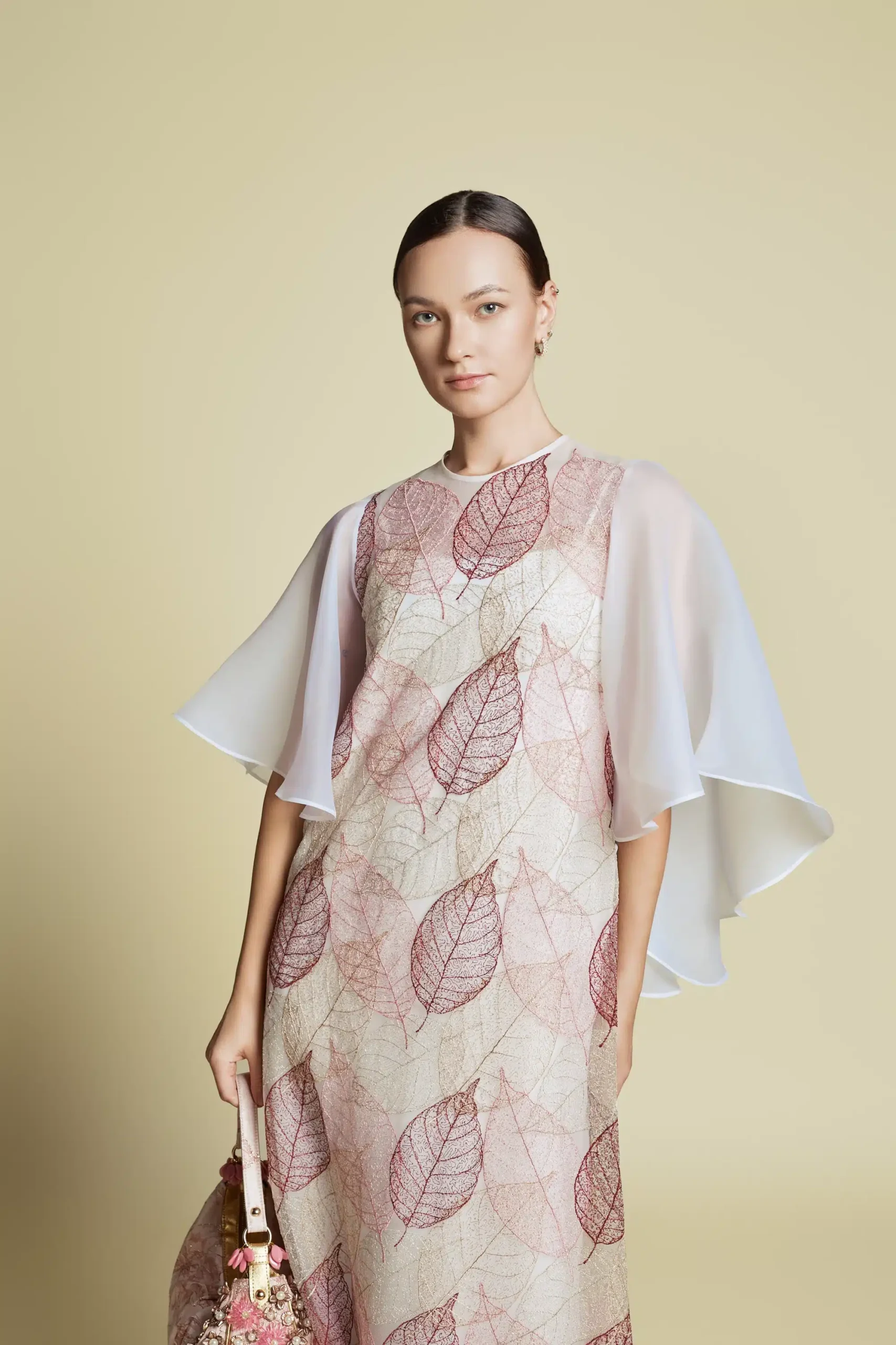 ÉTHÉLLE - Embroidered Tulle Kaftan Dress Light Pink | Signature Collection - Image 2