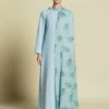 VERDÉLIA - Asymmetrical Silk Side-Cape Kaftan Pastel Green | Signature Collection - Thumbnail Image 1