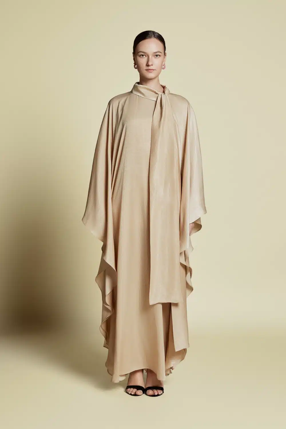 ÉLAN - Sculpted High-Neck Viscose Kaftan