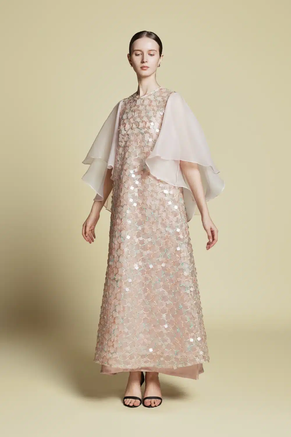 ÉTHÉLLE - Embroidered Tulle Kaftan Dress Light Pink | Signature Collection