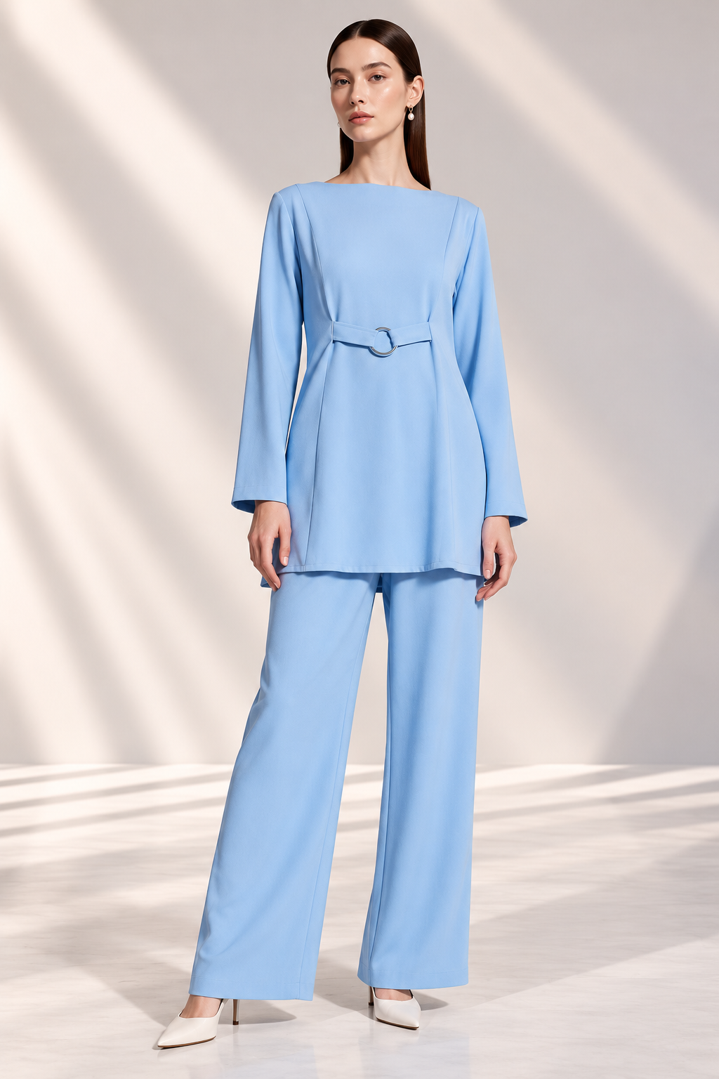 Demure Travel Wear Lenin Set Pastel Blue | Essentials - Image 3