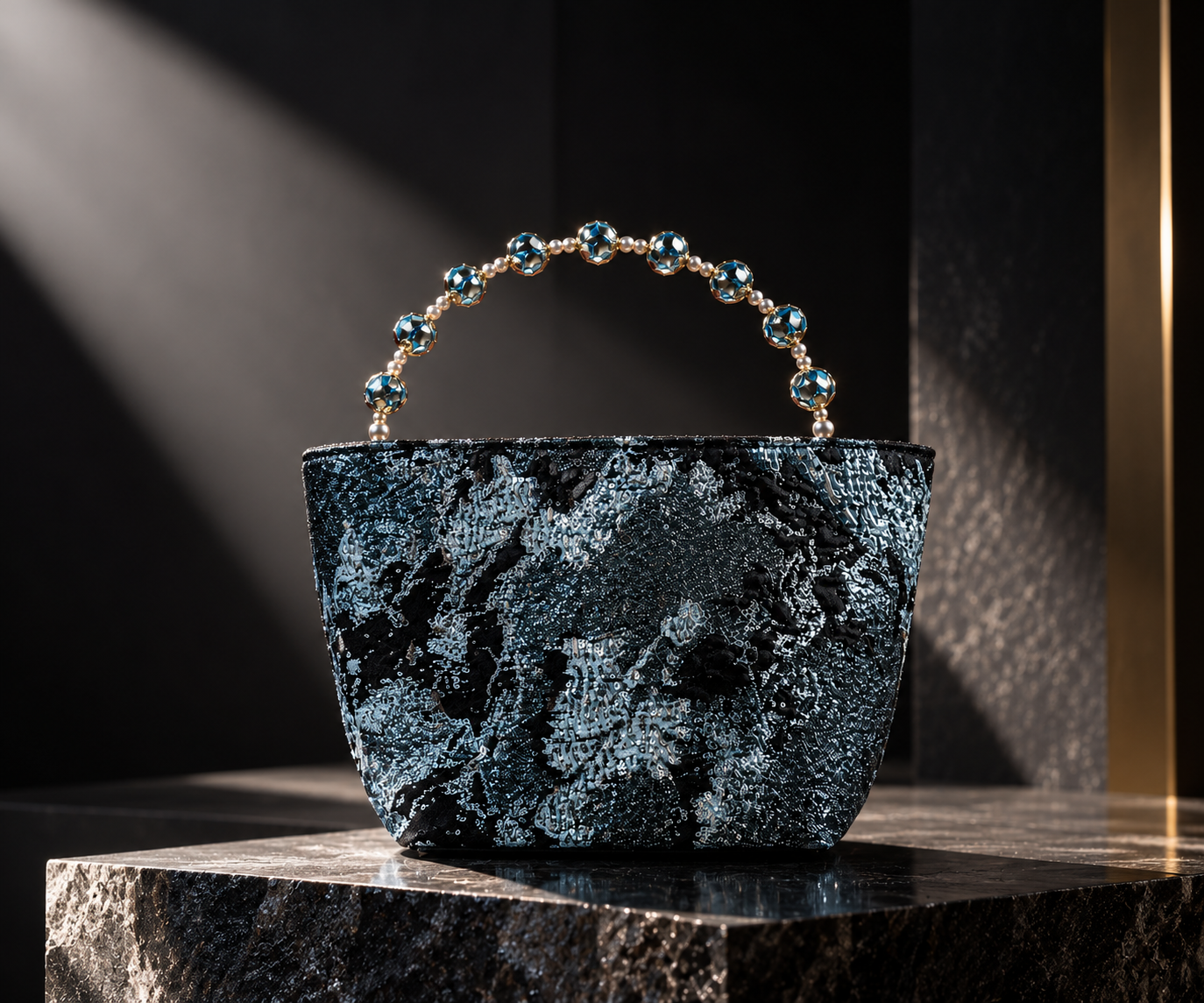LAYLA - Crystal-Embellished 3D Jacquard Bucket Bag - Image 4