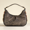 Crystal Embellished Rania Metallic Gold Lurex Tote Bag - Thumbnail Image 1