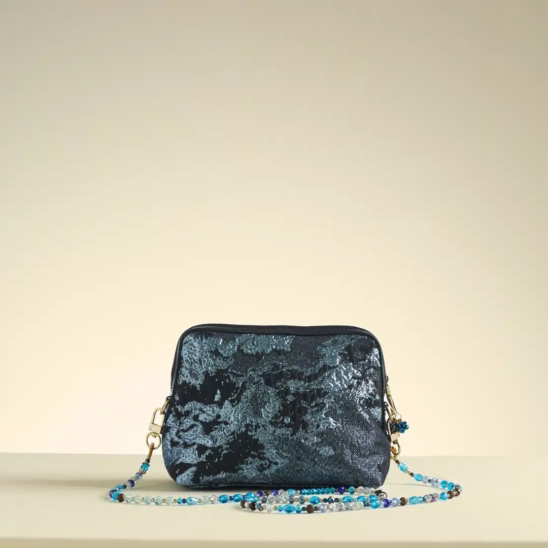 Crystal Embellished Layla Ice blue Clutch I Limited Edition
