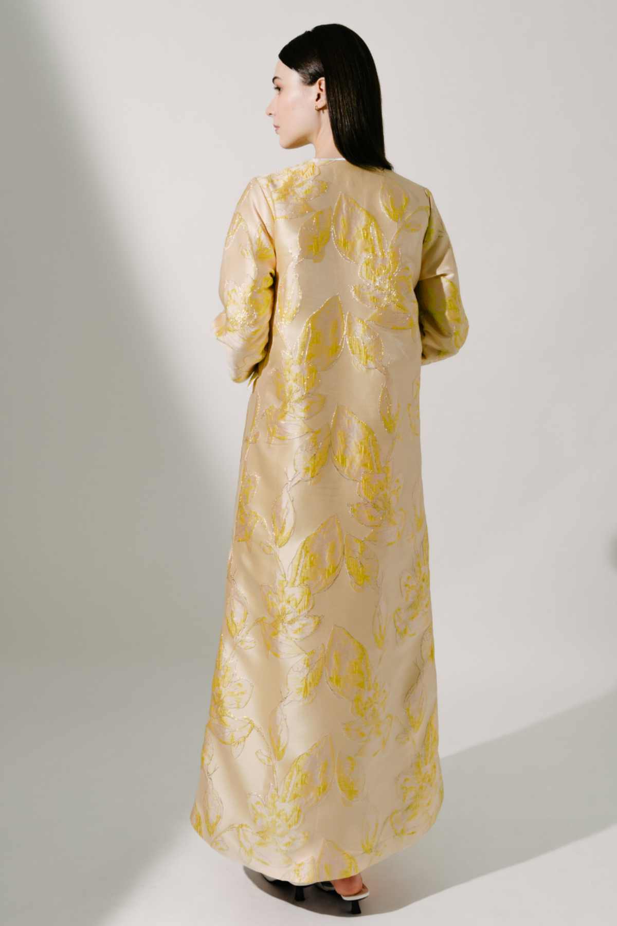 DFLORÉLLE - Gardenia-Inspired Occasion Kaftan Soft Gardenia Yellow | Privé Collection - Image 4
