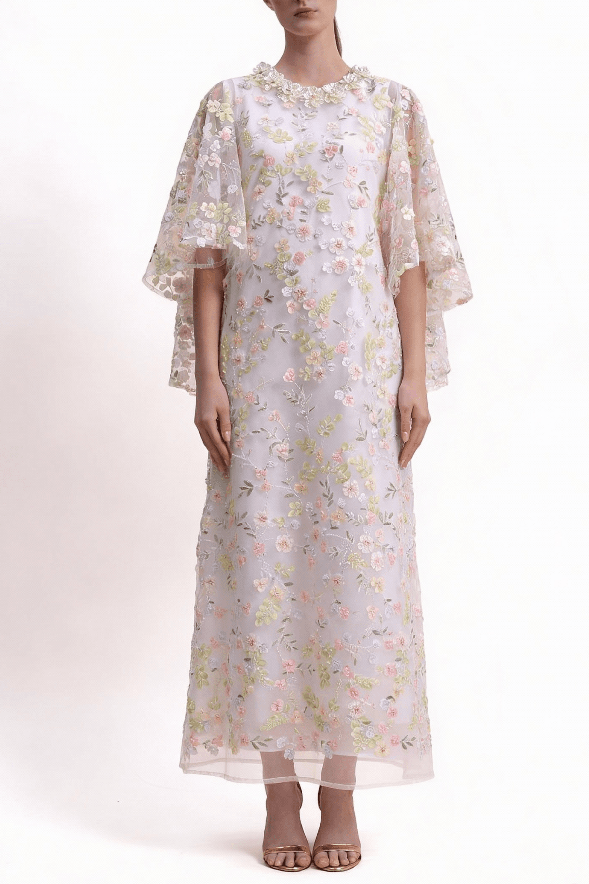 Beaded Floral Sequin Gown White Flowers | prive - Image 6