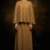 Soleira Embroidered Cotton Lace Cape Dress - Thumbnail Image 3