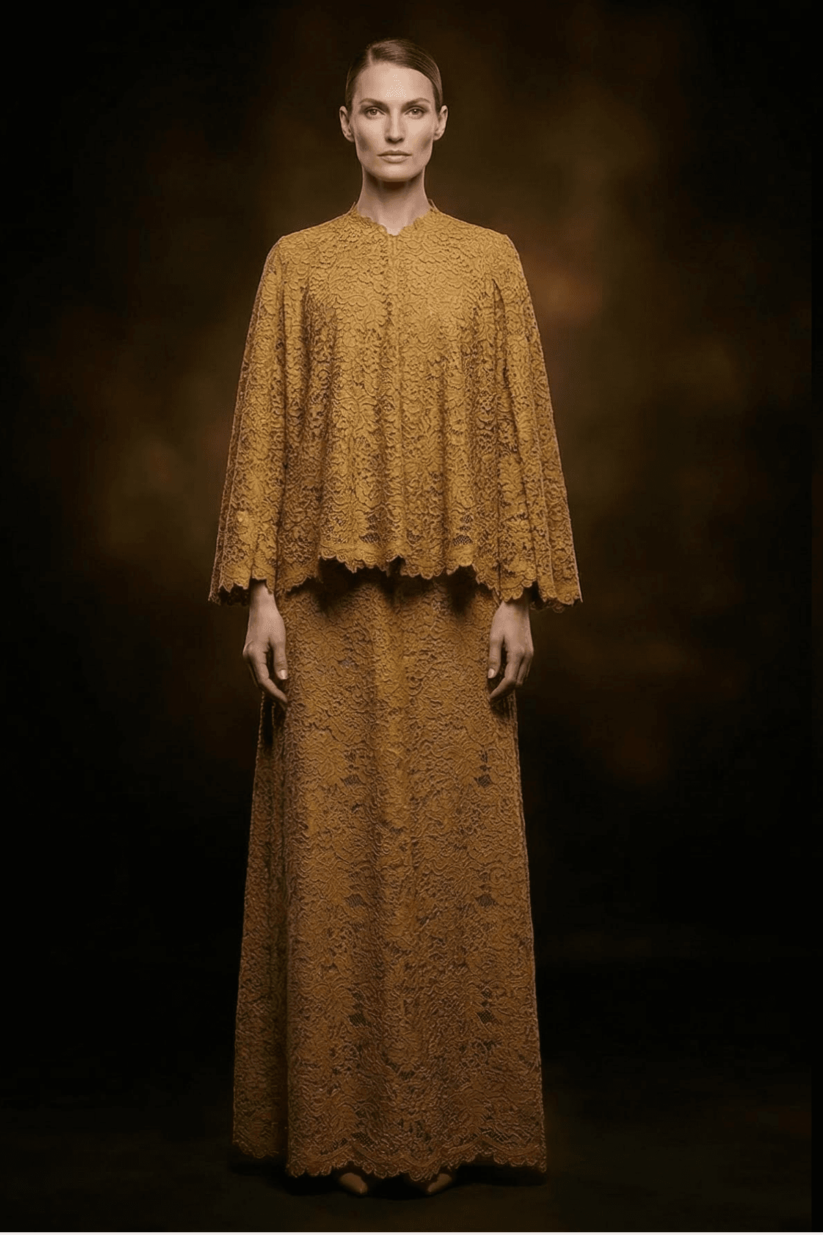 Soleira Embroidered Cotton Lace Cape Dress - Image 3