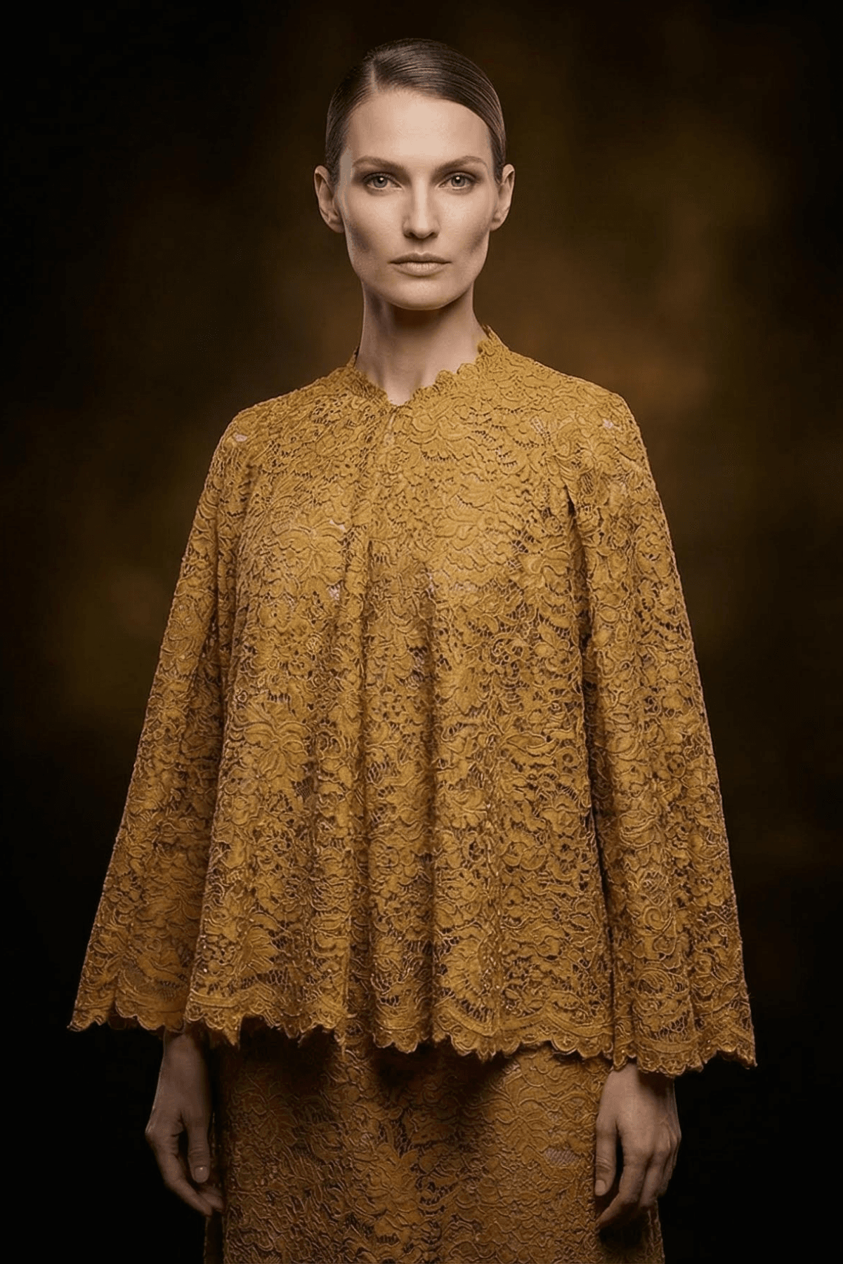 Soleira Embroidered Cotton Lace Cape Dress - Image 4