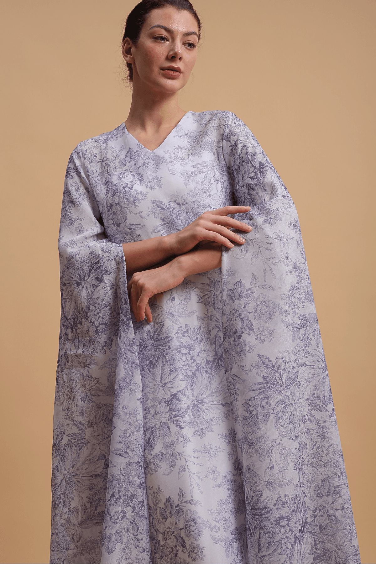SÉRÉLLE - Long-Sleeve Silk Organza Evening Dress Royal Purple | Privé Collection - Image 2