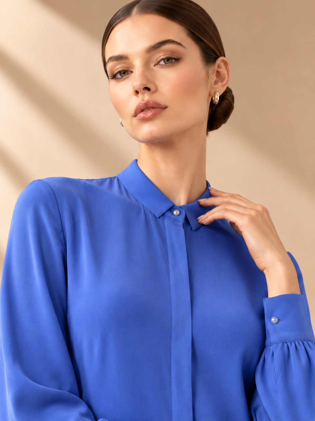 MANDARIN-COLLAR SILK SHIRT DRESS - Image 6