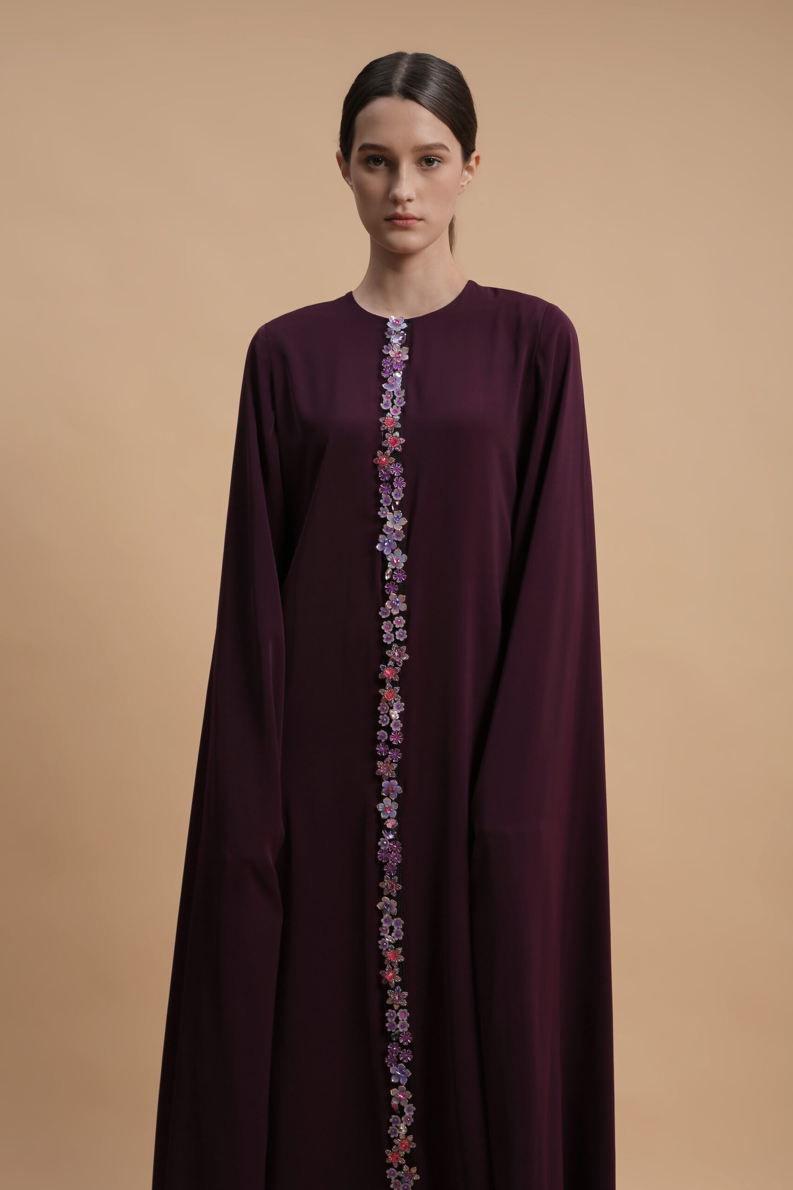 Embellished Arabian Crepe Kaftan I Private Collection