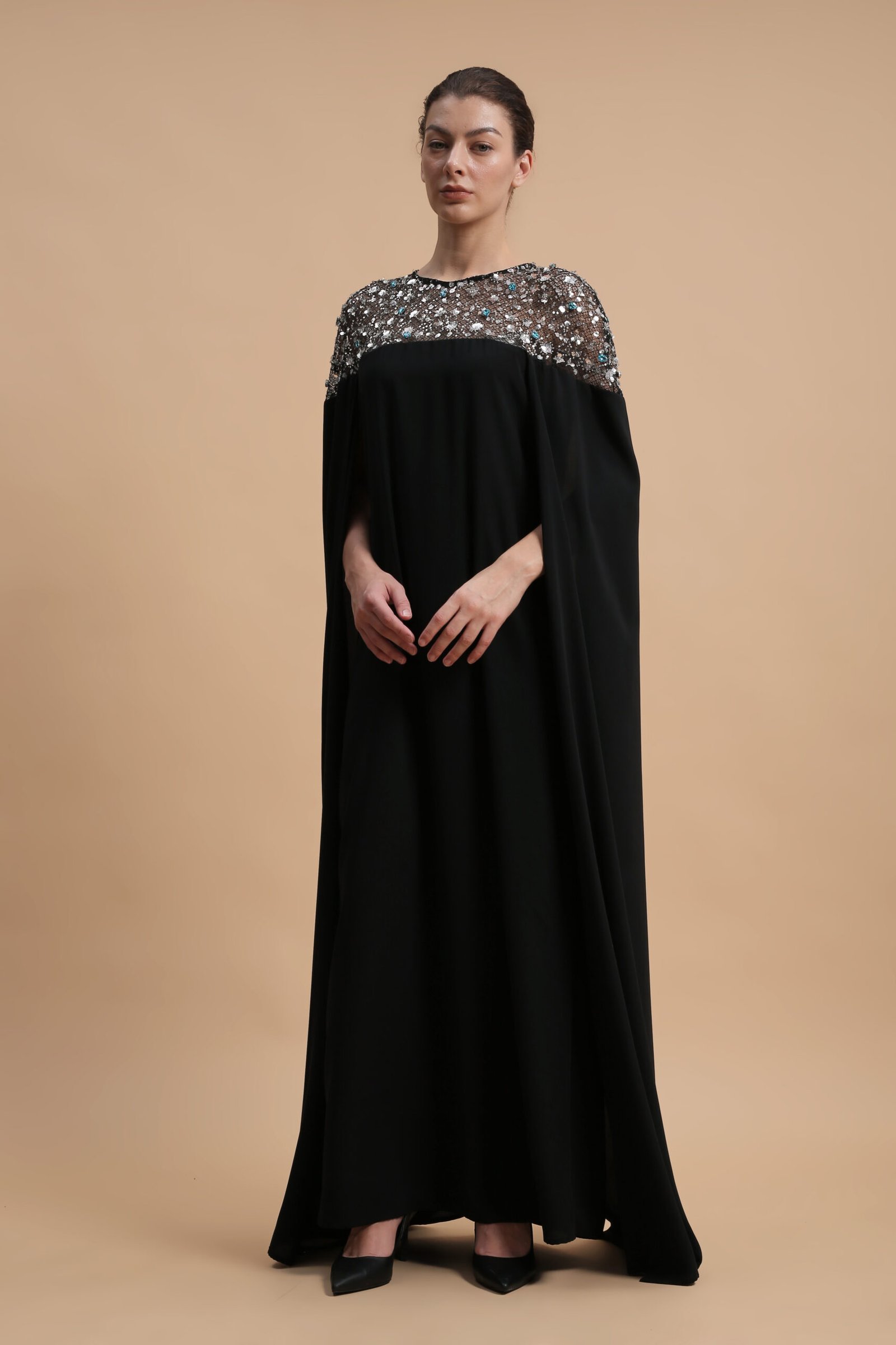 Gardania Tulle Lace Long Sleeve Dress Black | prive