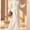 Buttoned Nidha Silk Dress Broken White | prive - Thumbnail Image 5