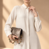 Buttoned Nidha Silk Dress Broken White | prive - Thumbnail Image 3