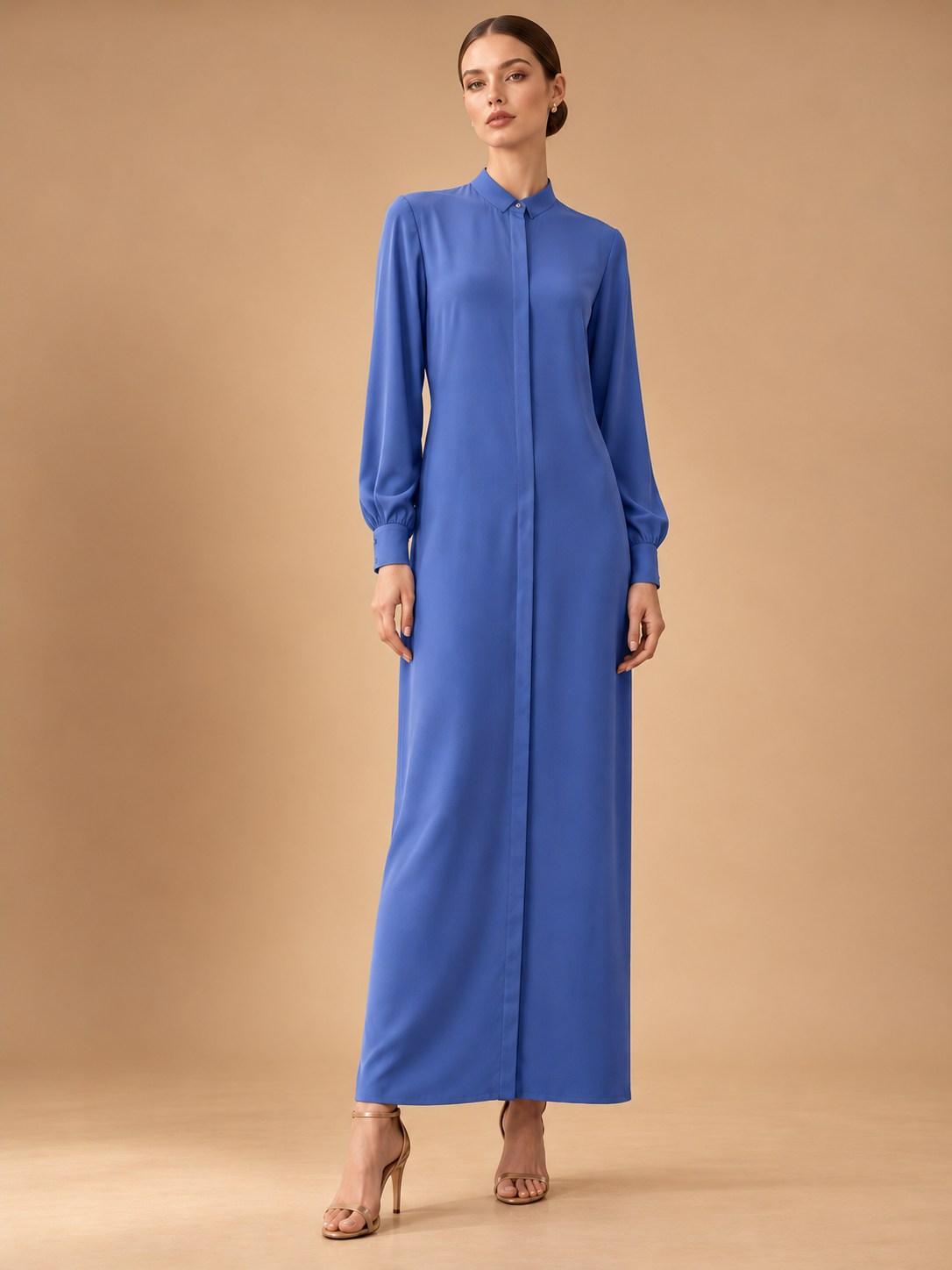 MANDARIN-COLLAR SILK SHIRT DRESS - Image 4