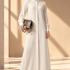 Buttoned Nidha Silk Dress Broken White | prive - Thumbnail Image 1