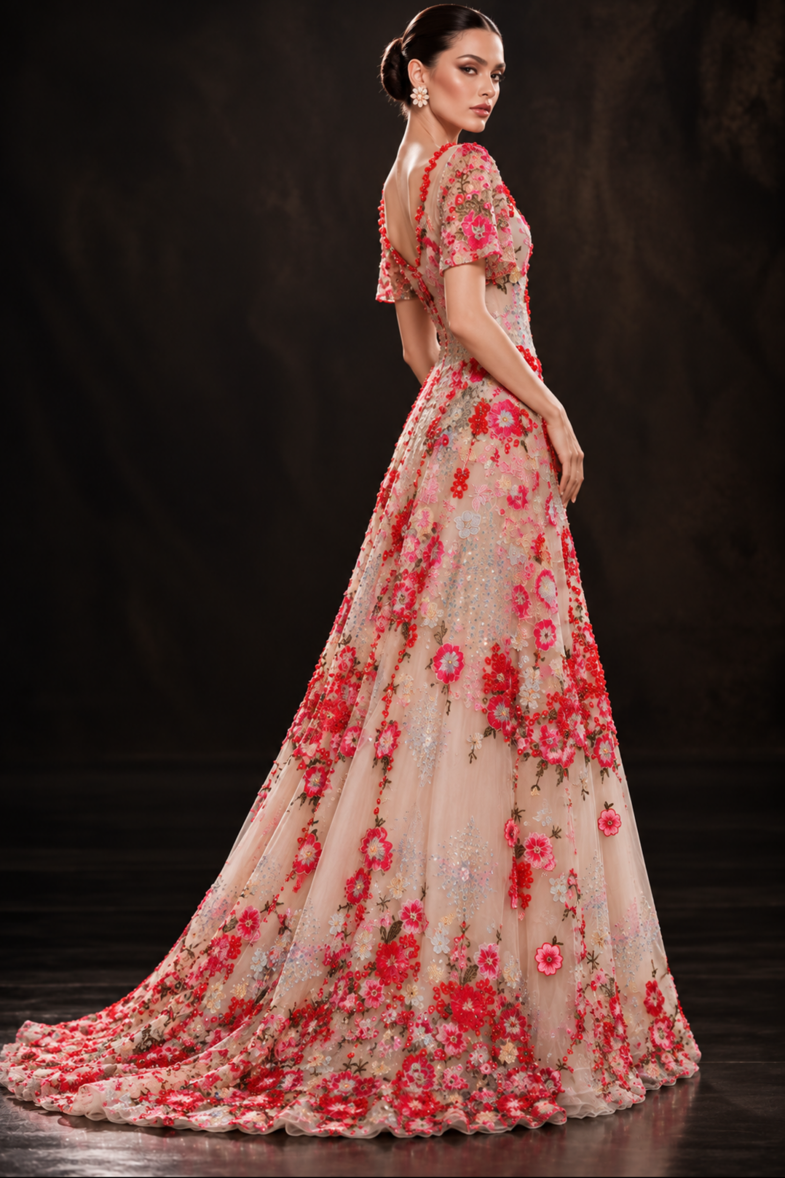 ROSERAIE - Sculpted Floral Lace Couture Gown