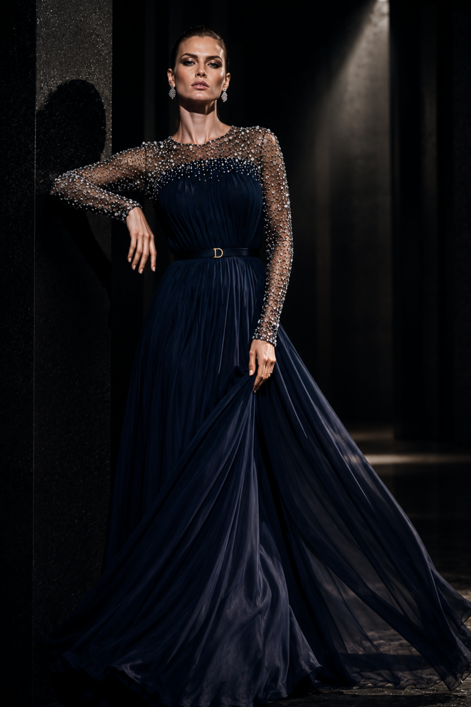 The Celestial Midnight Gown Midnight Blue | Crystal-Embellished Evening Gown Made to Measure | MTM - Image 3