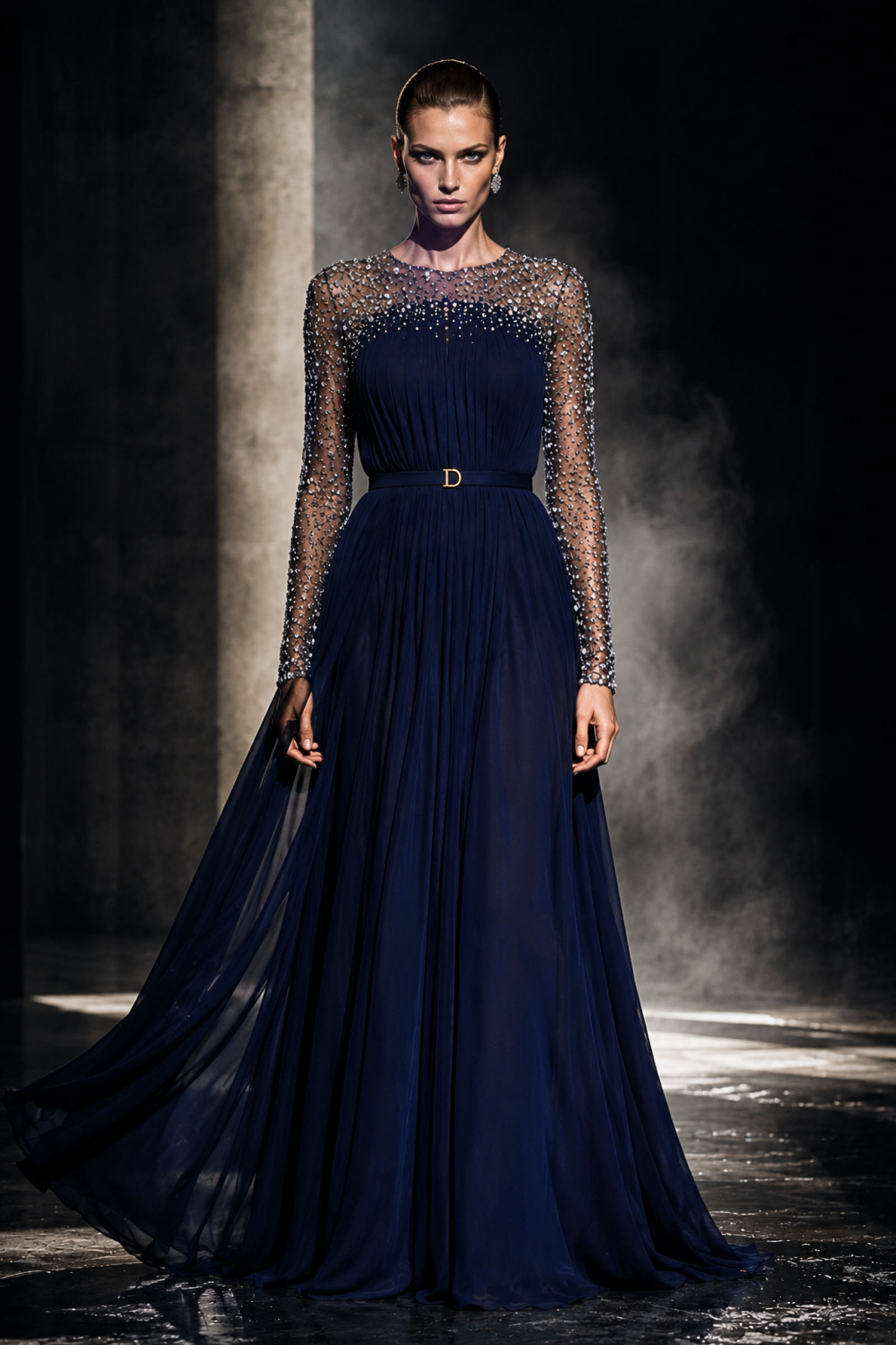 The Celestial Midnight Gown Midnight Blue | Crystal-Embellished Evening Gown Made to Measure | MTM - Image 2