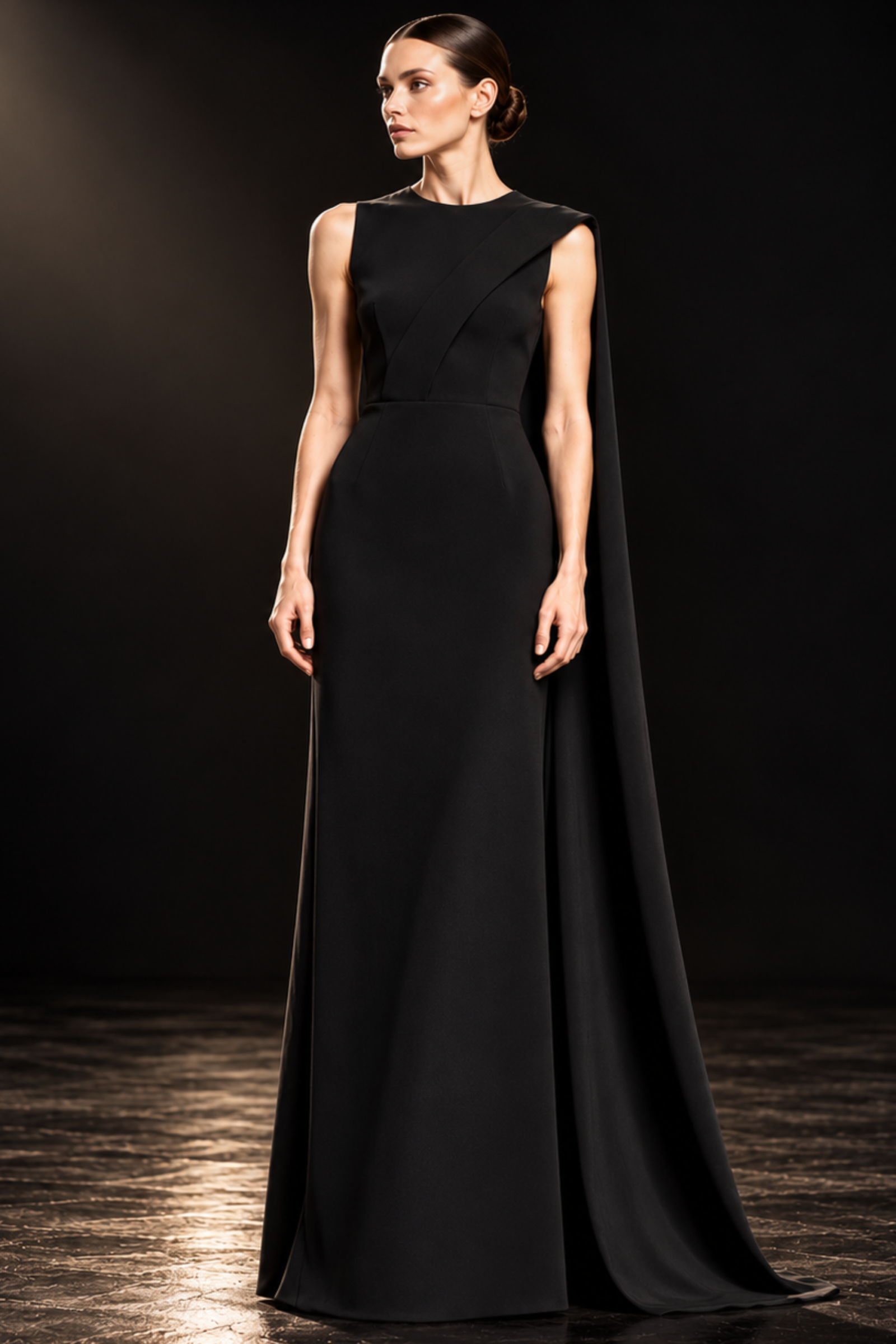 ÉPURE - Sculpted Asymmetric Cape Gown - Image 1